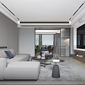 Modern Living and Dining Room Interior With Sectional Sofa Coffee Table And Decorative Plant