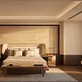 Modern Hotel Room Interior With King Bed Large Window Mountain View And Comfortable Furniture