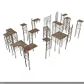 Detailed Wooden Architectural Frame Models With Various Heights And Shapes