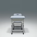 Light Gray And White Student Desk With Matching Chair Adjustable Height Simple Design
