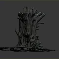 Rustic Natural Wooden Tree Stump With Exposed Roots And Textured Base