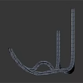 Natural Outdoor Landscape With Shiny Curved Metal Sculpture And Reflective Surface