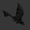 Flying Black Dragon Character With Green Eyes And Large Wings In Game And Movie