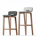 Modern Wooden Bar Stools With Black And Gray Seats And Sturdy Frame Design