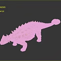 Detailed Golden Ankylosaurus Dinosaur Model With Spikes Holes On Black Background