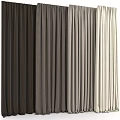 Dark to Light Colored Fabric Curtains with Elegant Smooth Hanging Drapery 3d model