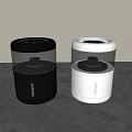 MOVOLOUD Wireless Speaker Pair Black White Cylindrical Design With Transparent Top Circular Control LED Ring
