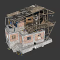 Shabby Red Brick Building With Broken Roof Drying Clothes And Makeshift Stairs
