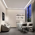 Modern Office Interior With Open Layout Sofa Desk Chairs Bookshelf And Floor to Ceiling Windows