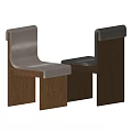 Modern Minimalist Leisure Chair with Light Wooden Frame and Dark Upholstered Seat Design