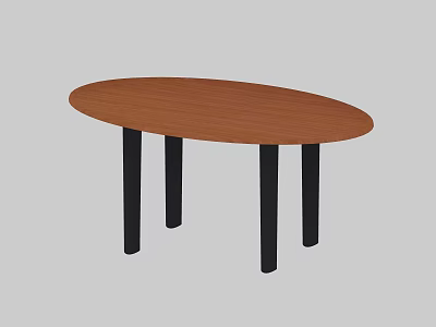 Oval Wooden Table With Brown Tabletop And Black Legs For Home Use 3d model
