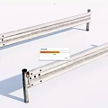 Durable Metal Guardrail Featuring Two Horizontal Rails And Bolted Posts 3d model