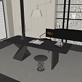 Modern minimalist desk and chair combination 3d model