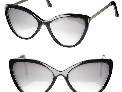 Stylish Modern Cat Eye Sunglasses Jewelry With Black Frame And Gradient Lenses 3d model