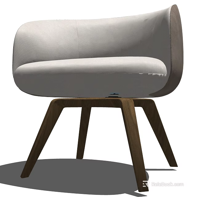 Modern Single Seater Sofa With Comfortable Cushion And Sleek Wooden Legs Design 3d model 