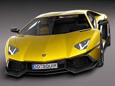 Yellow Luxury Sports Car Featuring Open Scissor Doors And Sharp Headlights Design 3d model