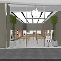 Apple Retail Store With Glass Front Display Tables Green Plants And Modern Interior