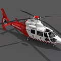 Red and White Rescue Helicopter with Rotors and Emergency Service Features
