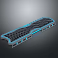 Modern Bicycle Component With Black Mesh Design And Blue Illuminated Edges 3d model