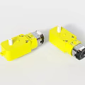 Yellow Industrial Equipment Components With White Knobs And Black Connectors 3d model