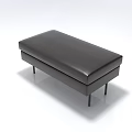 Black Leather Ottoman Rectangular Modern Minimalist Design With Sturdy Metal Legs For Living Room