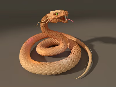 Orange Scaled Snake Animal Wall Decor With Coiled Tongue Design 3d model