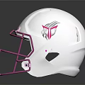 White Football Helmet With Pink Facemask And Stylish Side Logo Detail Design