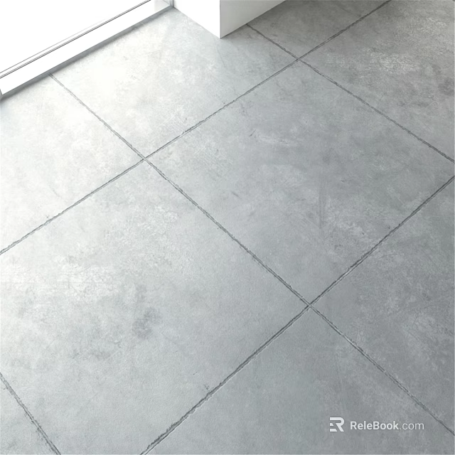 Gray Textured Floor Tile Components With Grouted Joints For Indoor Use 3d model 