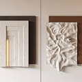 Contemporary Wall Decor Featuring Geometric Lines Wavy Textures White Black Gold Brown