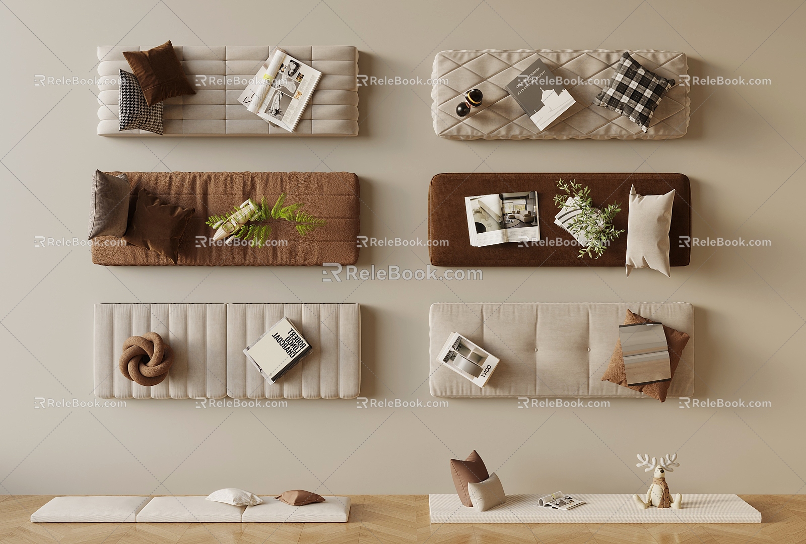 Cushion Bay Window Cushion Sofa Cushion 3d model