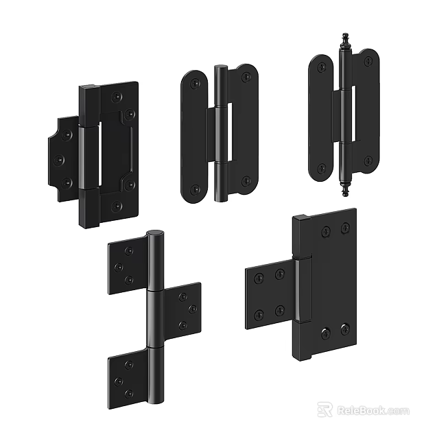 Durable Black Metal Hinges As Essential Hardware Tools For Various Applications 3d model 