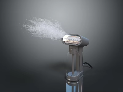 Portable Computer Cleaning Sprayer Producing White Mist With Transparent Container And Power Cord 3d model