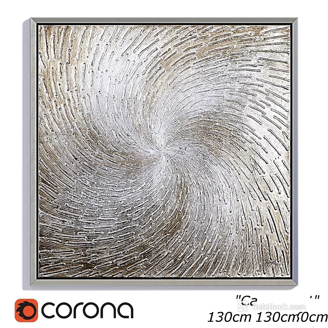 Modern Silver And Gold Picture Frame With Spiral Textured Decorative Pattern 3d model 