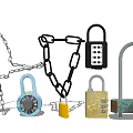 Iron chain password lock 3d model