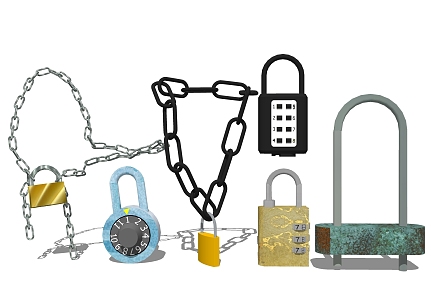 Iron chain password lock 3d model