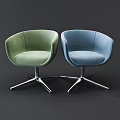 Modern Green And Blue Upholstered Leisure Chairs With Metal Star Base