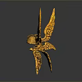 Golden Winged Fantasy Creature With Intricate Details And Flying Stance