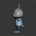 Cute 3D Cartoon Rabbit Sculpture with Blue Uniform and Badge Design