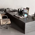 Large desk desk copier telephone landline computer folder 3d model