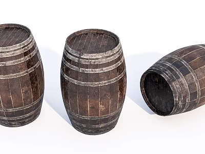 Rustic Wooden Barrel Decorative Ornament Set For Home Decor Accents 3d model