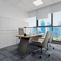 Modern Office Interior With Open Workspace Large Windows Green Plants Desks Chairs And Computers