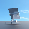 Solar Panel Device on Adjustable White Stand with Metal Support Structure 3d model