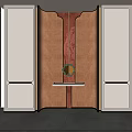 Elegant Copper Toned Background Wall with Decorative Ornament and Small Console Table