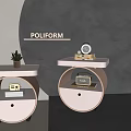 Modern Minimalist Circular Bedside Tables With Drawer Top Small Potted Plant Books Alarm Clock Radio