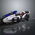 White and Blue Police Motorcycle With Modern Design Red Seat And Police Lights