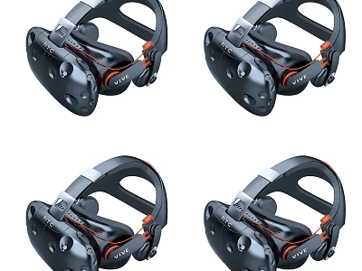 High Quality VR Headsets With Black Ergonomic Design And Orange Accents 3d model