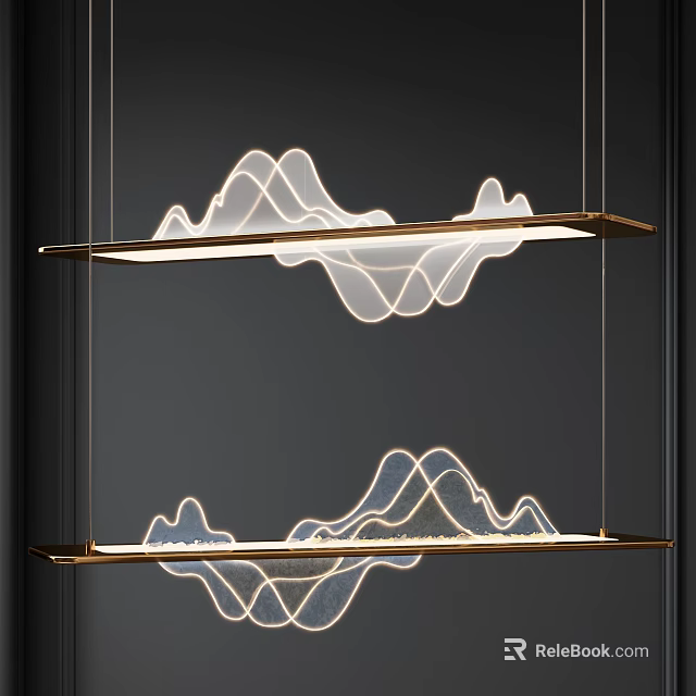 Modern Mountain Shaped Double Layer Chandelier With Gold Frame And LED Light 3d model