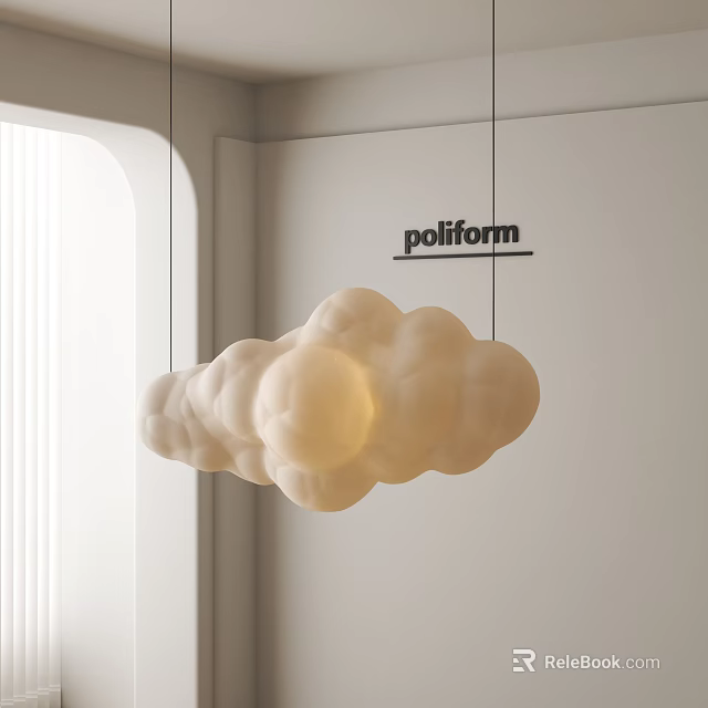 Poliform Cloud Shaped Pendant Light With Soft Glow And Modern Design 3d model 