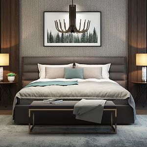Modern Background Double Bed Double Bed 3d model