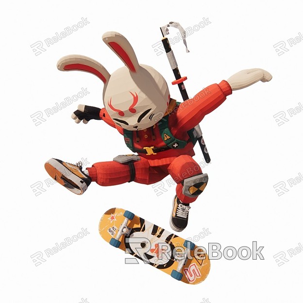 Modern game character ninja hand decoration ornaments with a skateboard model